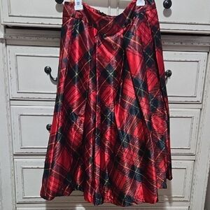 Chic Red Plaid A-Line Skirt